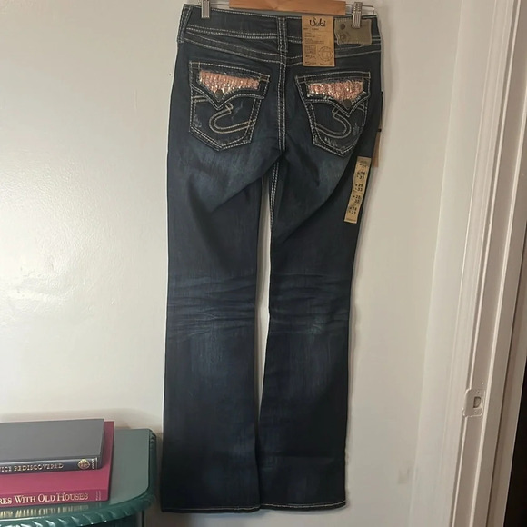 NWT Silver Jeans Co Suki Mid Rise Boot Cut Stretch Sequin Distressed Denim Sz 28 - Picture 14 of 14